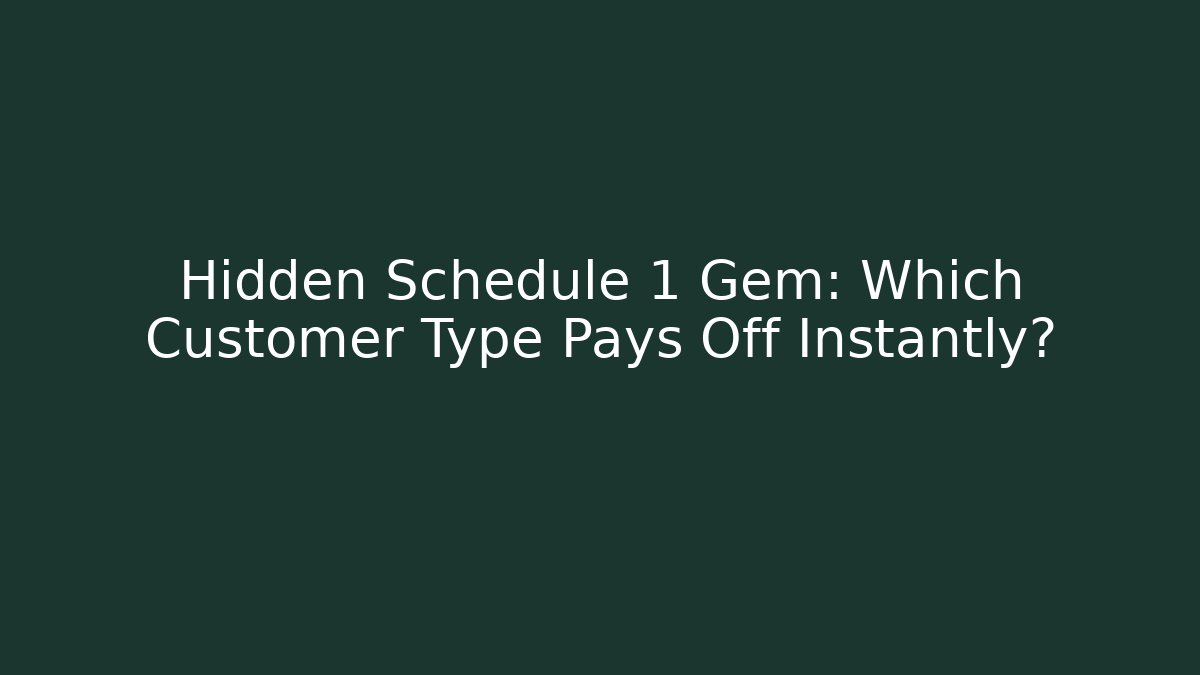 Hidden Schedule 1 Gem: Which Customer Type Pays Off Instantly?