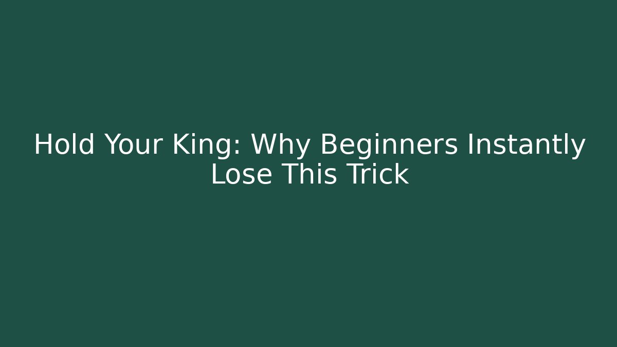 Hold Your King: Why Beginners Instantly Lose This Trick