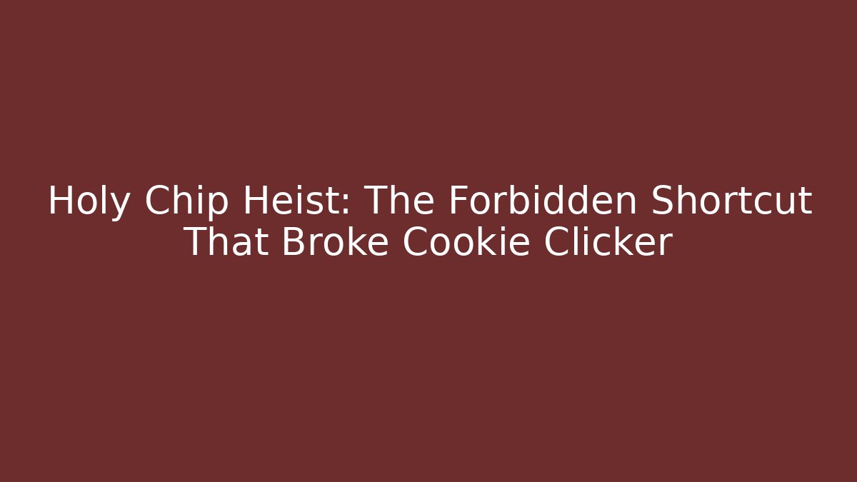 Holy Chip Heist: The Forbidden Shortcut That Broke Cookie Clicker