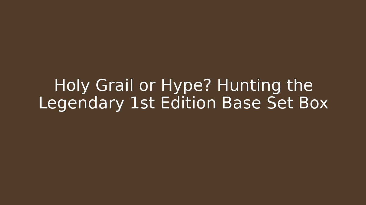 Holy Grail or Hype? Hunting the Legendary 1st Edition Base Set Box