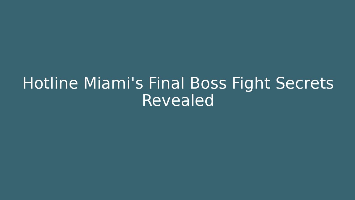Hotline Miami's Final Boss Fight Secrets Revealed