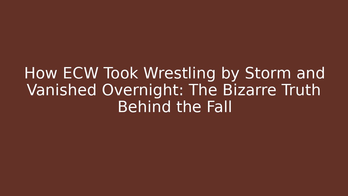 How ECW Took Wrestling by Storm and Vanished Overnight: The Bizarre Truth Behind the Fall