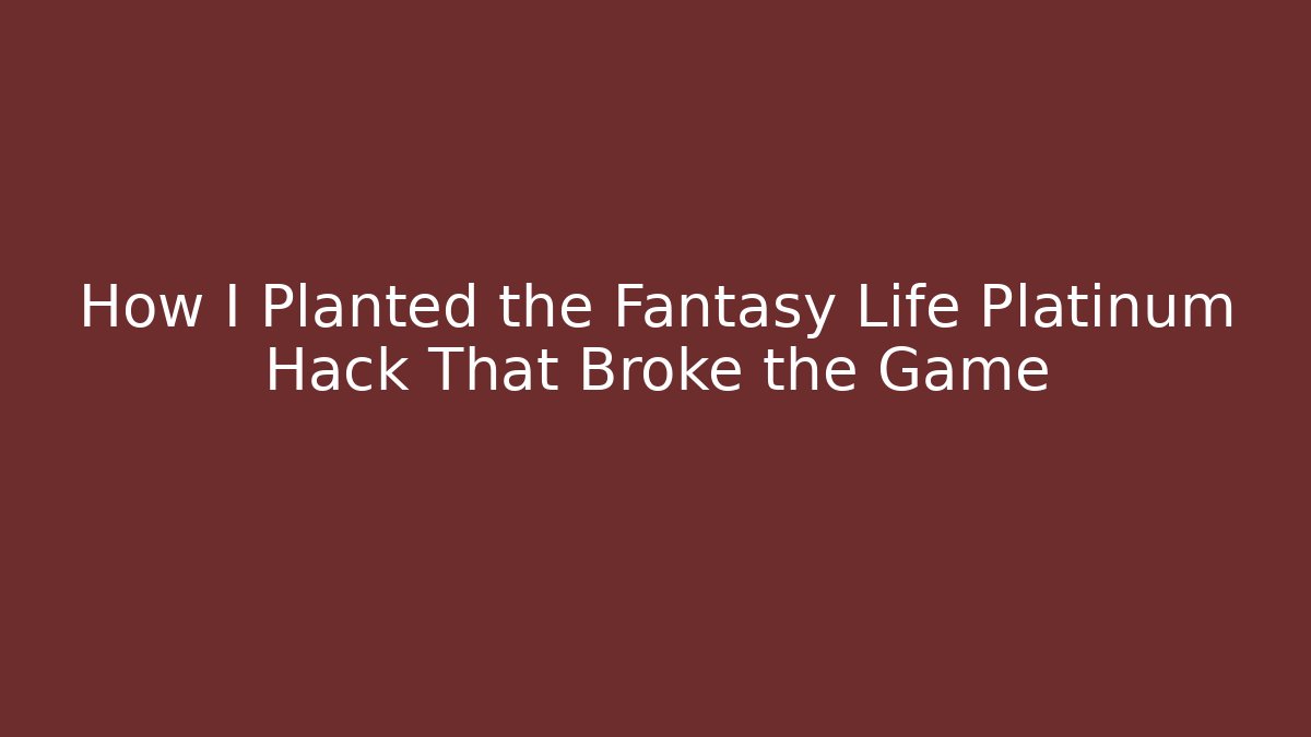 How I Planted the Fantasy Life Platinum Hack That Broke the Game