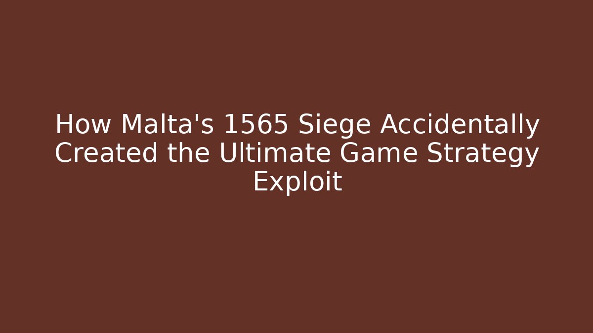 How Malta's 1565 Siege Accidentally Created the Ultimate Game Strategy Exploit - Vintage E-Juice