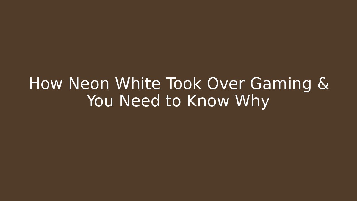 How Neon White Took Over Gaming & You Need to Know Why