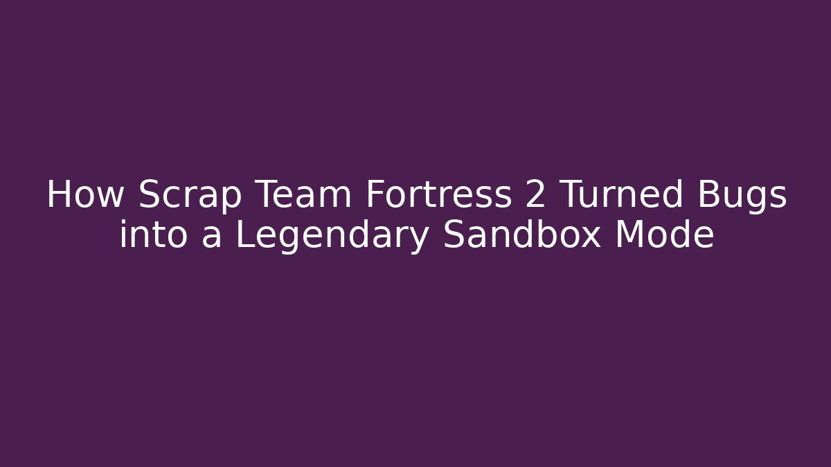 How Scrap Team Fortress 2 Turned Bugs into a Legendary Sandbox Mode