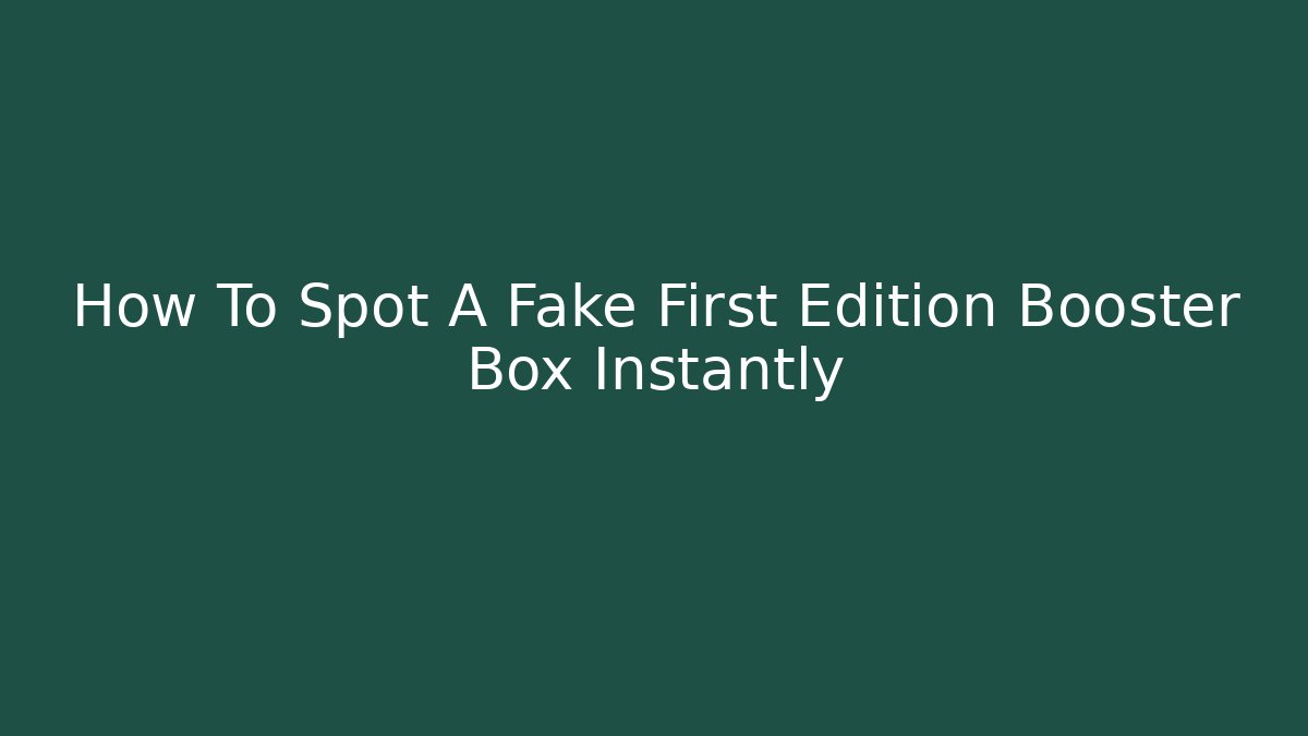How To Spot A Fake First Edition Booster Box Instantly