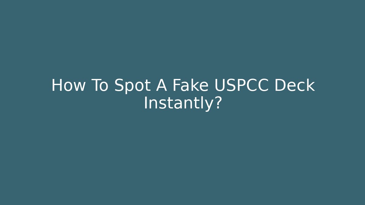 How To Spot A Fake USPCC Deck Instantly?