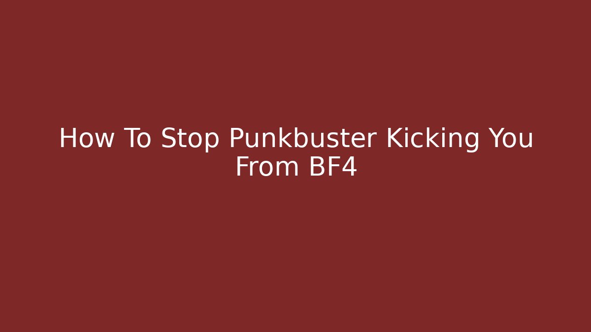 How To Stop Punkbuster Kicking You From BF4