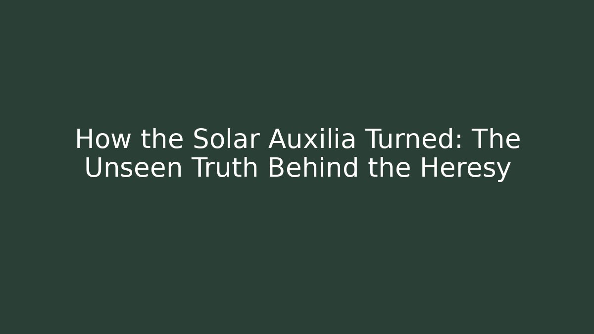 How the Solar Auxilia Turned: The Unseen Truth Behind the Heresy