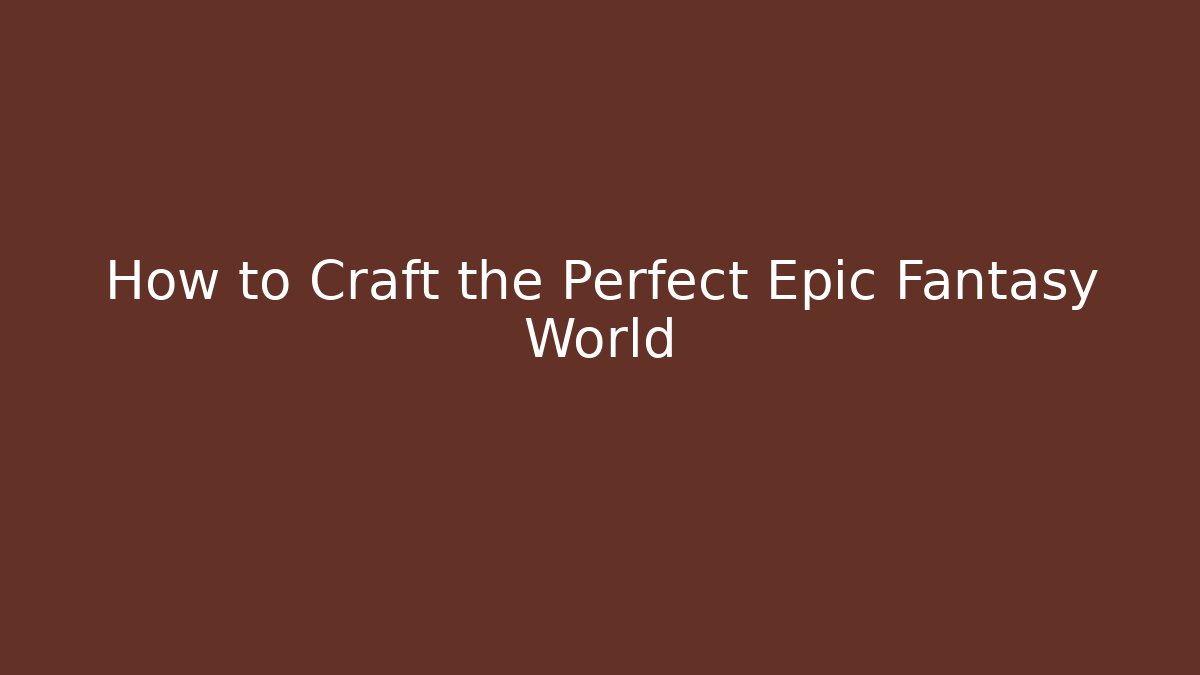 How to Craft the Perfect Epic Fantasy World