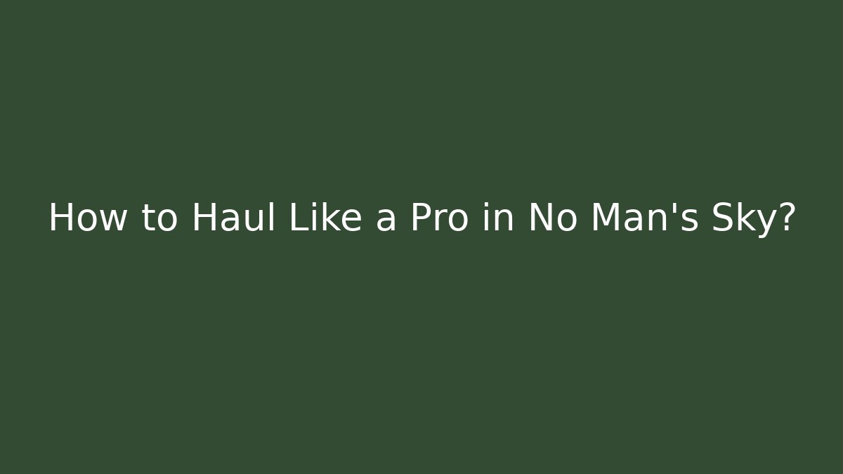 How to Haul Like a Pro in No Man's Sky?