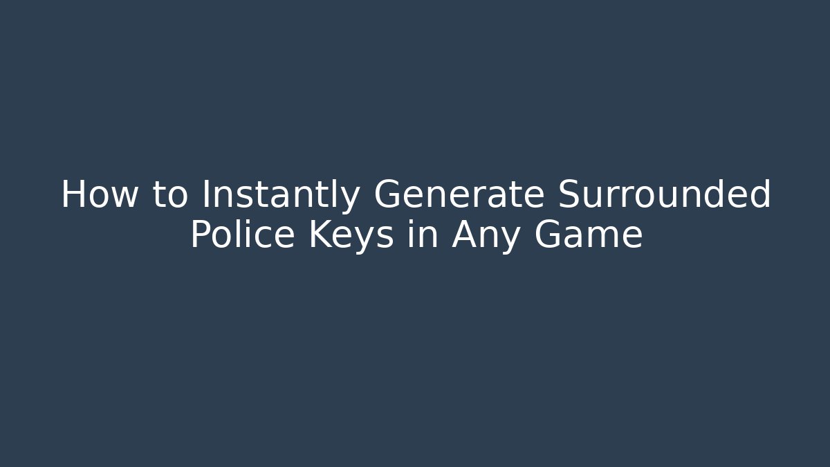 How to Instantly Generate Surrounded Police Keys in Any Game
