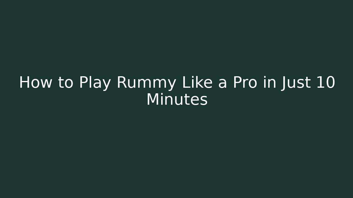 How to Play Rummy Like a Pro in Just 10 Minutes