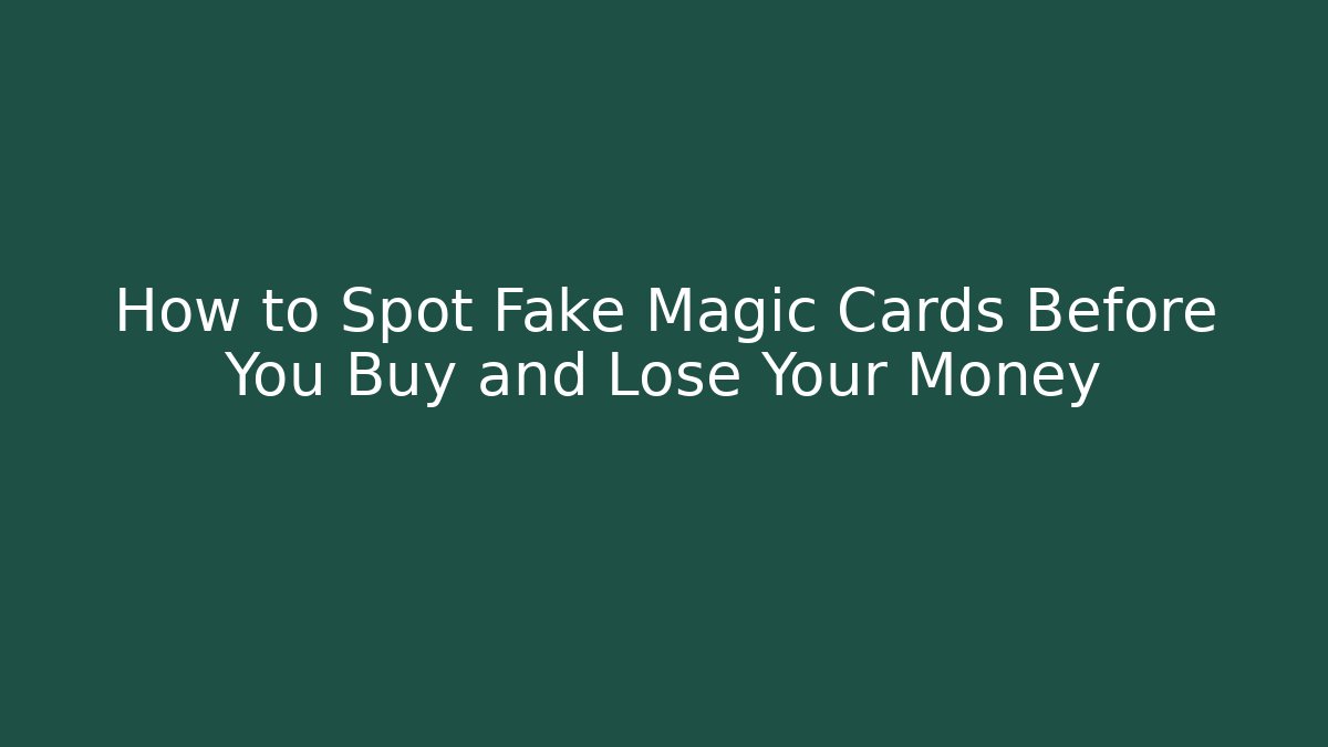 How to Spot Fake Magic Cards Before You Buy and Lose Your Money
