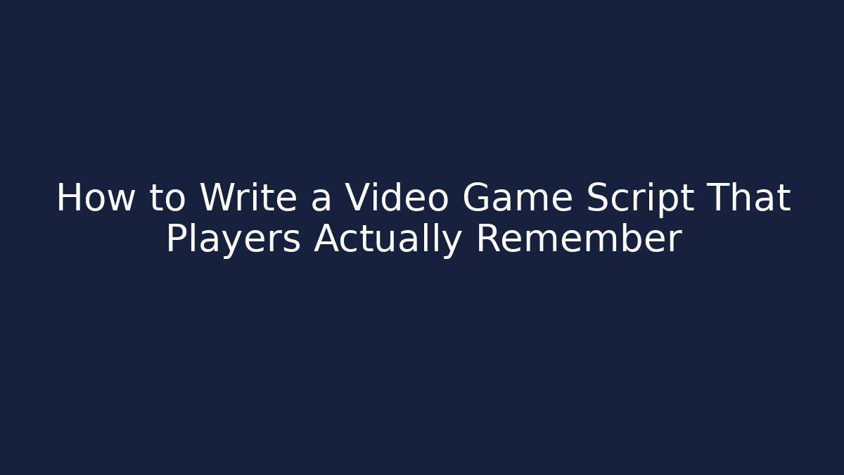 How to Write a Video Game Script That Players Actually Remember