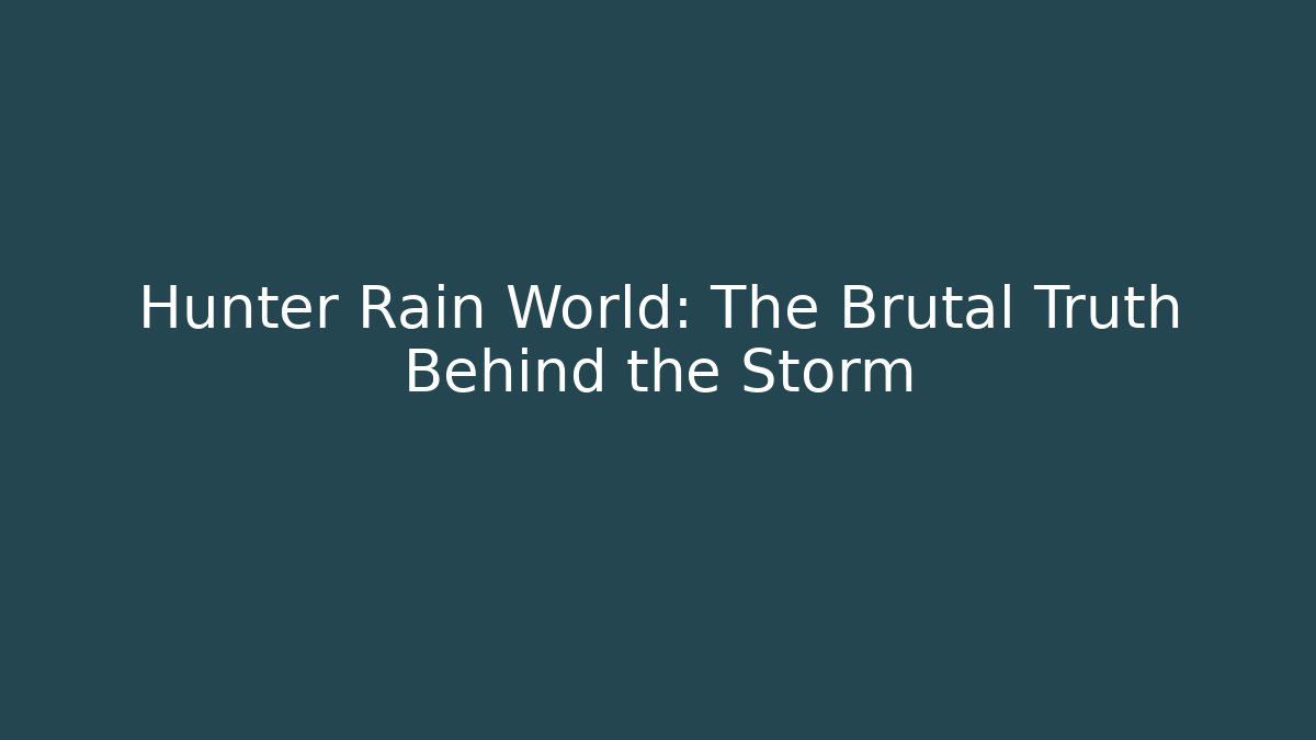 Hunter Rain World: The Brutal Truth Behind the Storm