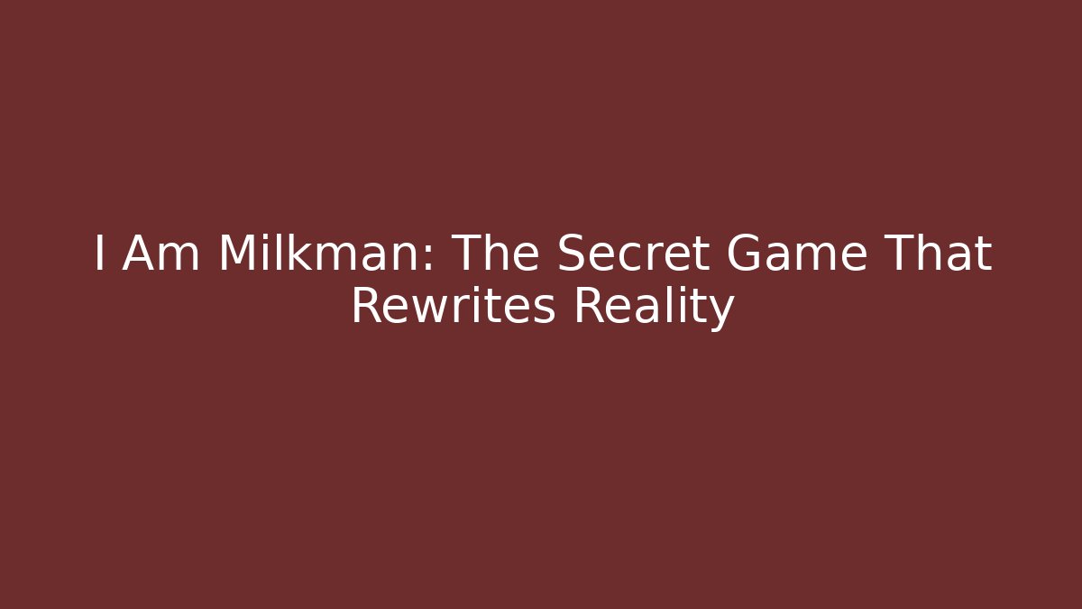 I Am Milkman: The Secret Game That Rewrites Reality - Vintage E-Juice
