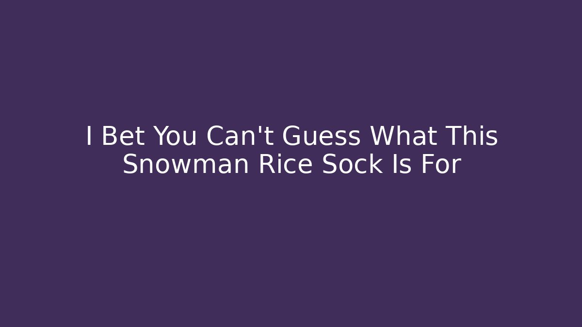 I Bet You Can't Guess What This Snowman Rice Sock Is For