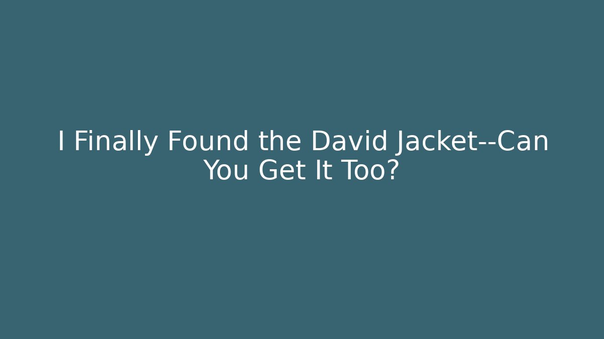 I Finally Found the David Jacket—Can You Get It Too? - Vintage E-Juice