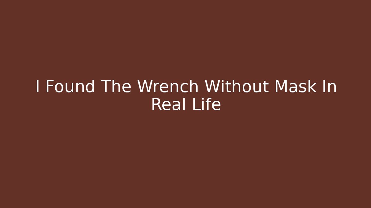 I Found The Wrench Without Mask In Real Life