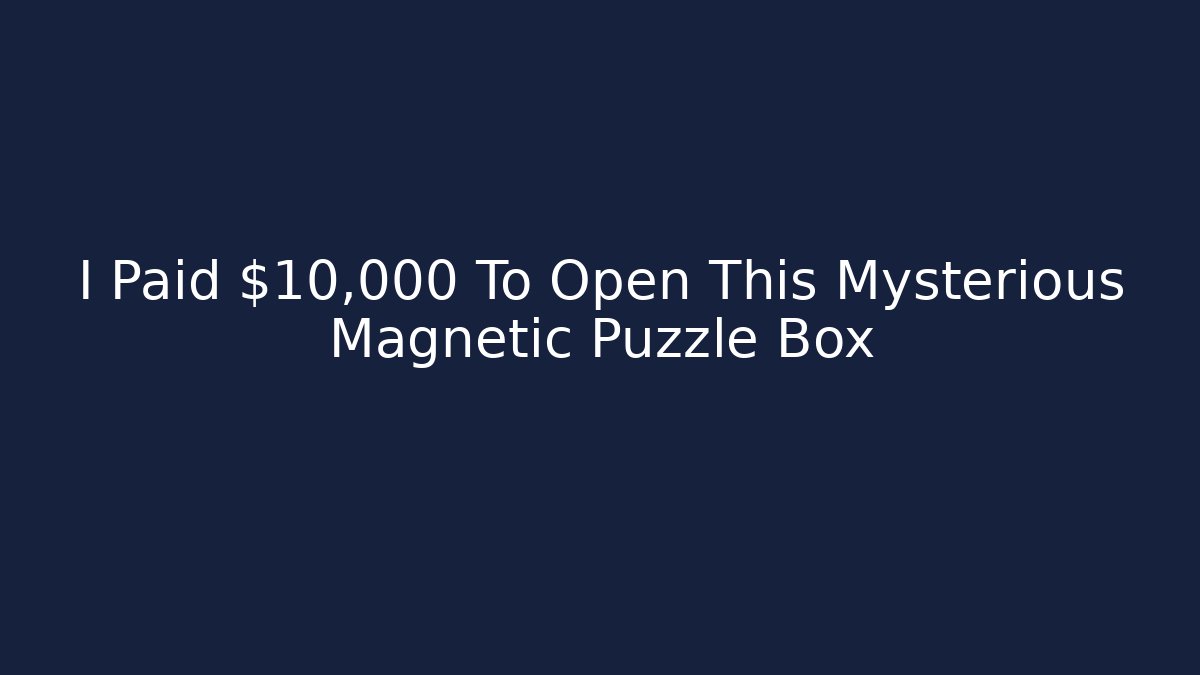 I Paid $10,000 To Open This Mysterious Magnetic Puzzle Box