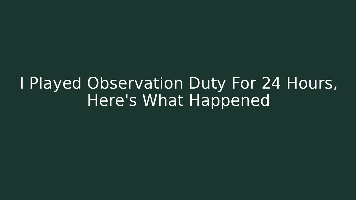 I Played Observation Duty For 24 Hours, Here's What Happened
