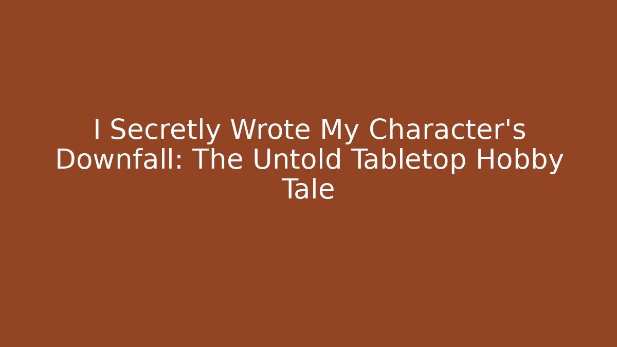 I Secretly Wrote My Character's Downfall: The Untold Tabletop Hobby Tale