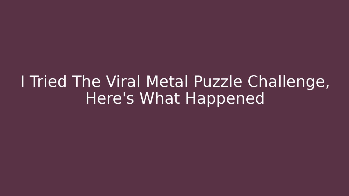 I Tried The Viral Metal Puzzle Challenge, Here's What Happened