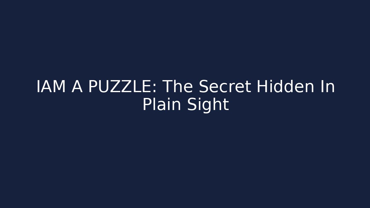 IAM A PUZZLE: The Secret Hidden In Plain Sight