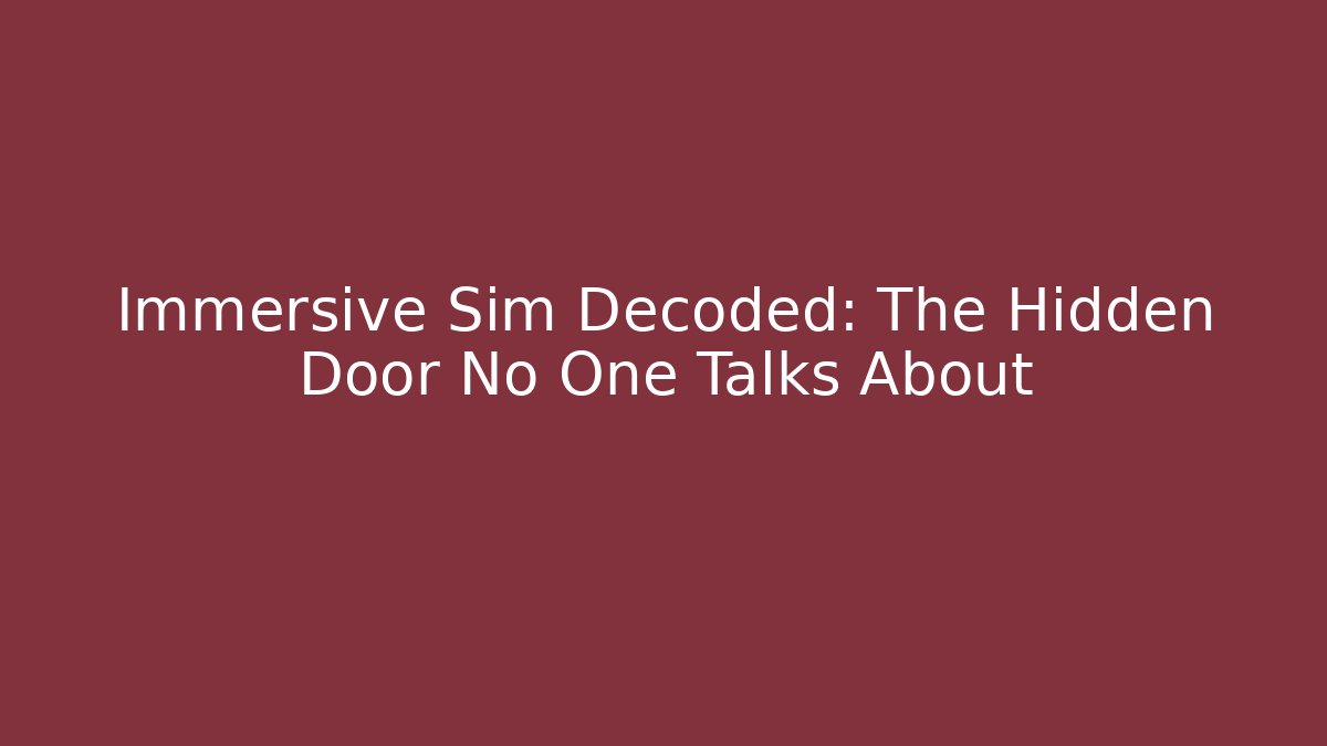 Immersive Sim Decoded: The Hidden Door No One Talks About - Vintage E-Juice