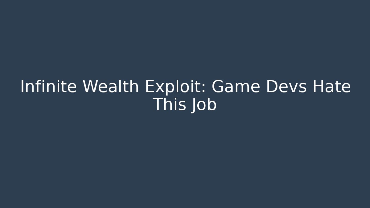 Infinite Wealth Exploit: Game Devs Hate This Job - Vintage E-Juice