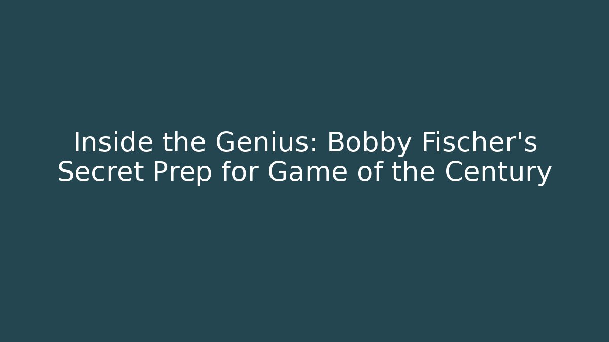 Inside the Genius: Bobby Fischer's Secret Prep for Game of the Century