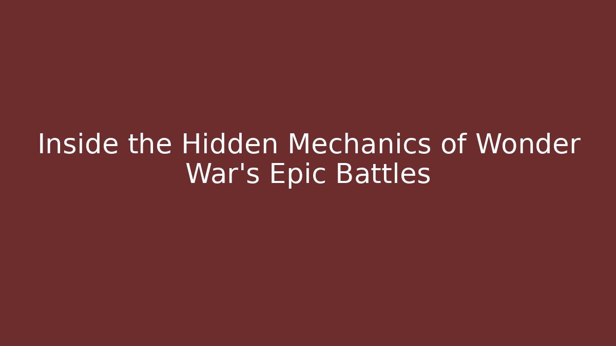 Inside the Hidden Mechanics of Wonder War’s Epic Battles - Vintage E-Juice