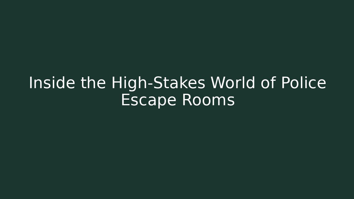 Inside the High-Stakes World of Police Escape Rooms