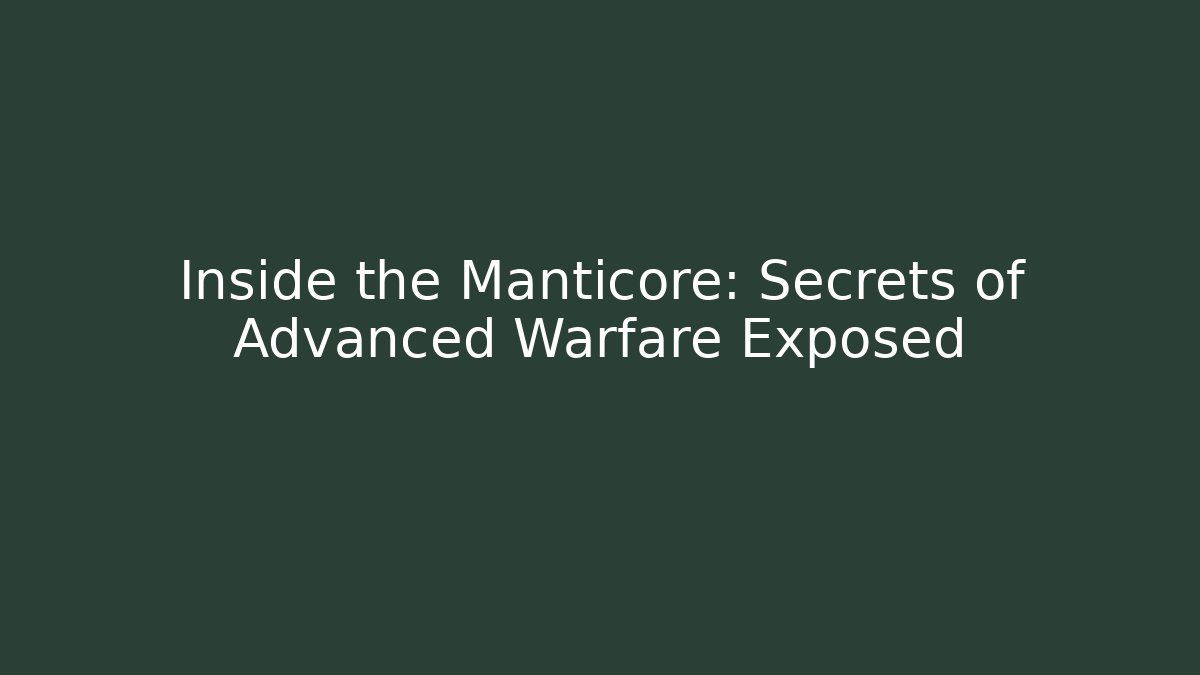 Inside the Manticore: Secrets of Advanced Warfare Exposed - Vintage E-Juice