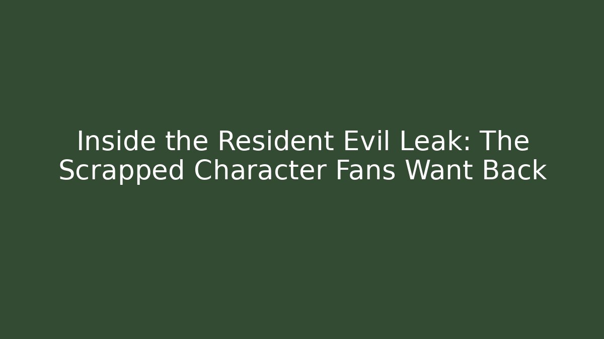 Inside the Resident Evil Leak: The Scrapped Character Fans Want Back