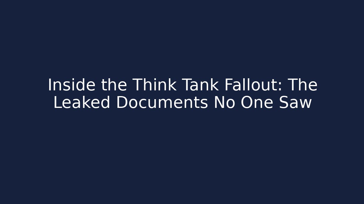 Inside the Think Tank Fallout: The Leaked Documents No One Saw - Vintage E-Juice