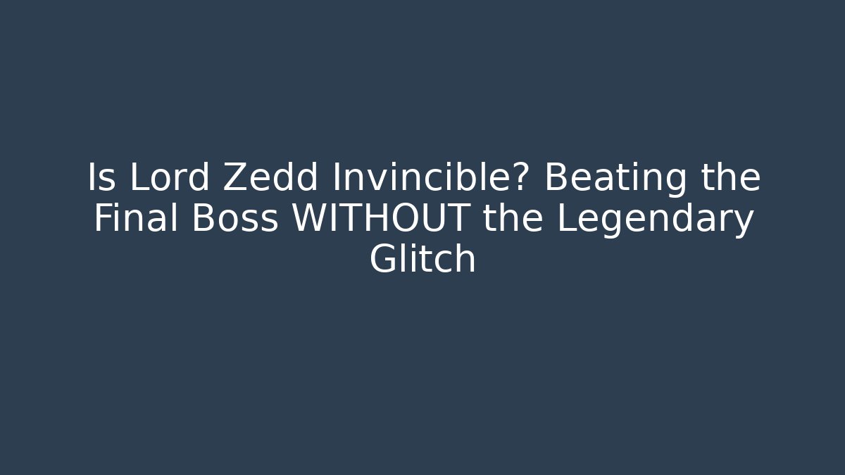 Is Lord Zedd Invincible? Beating the Final Boss WITHOUT the Legendary Glitch