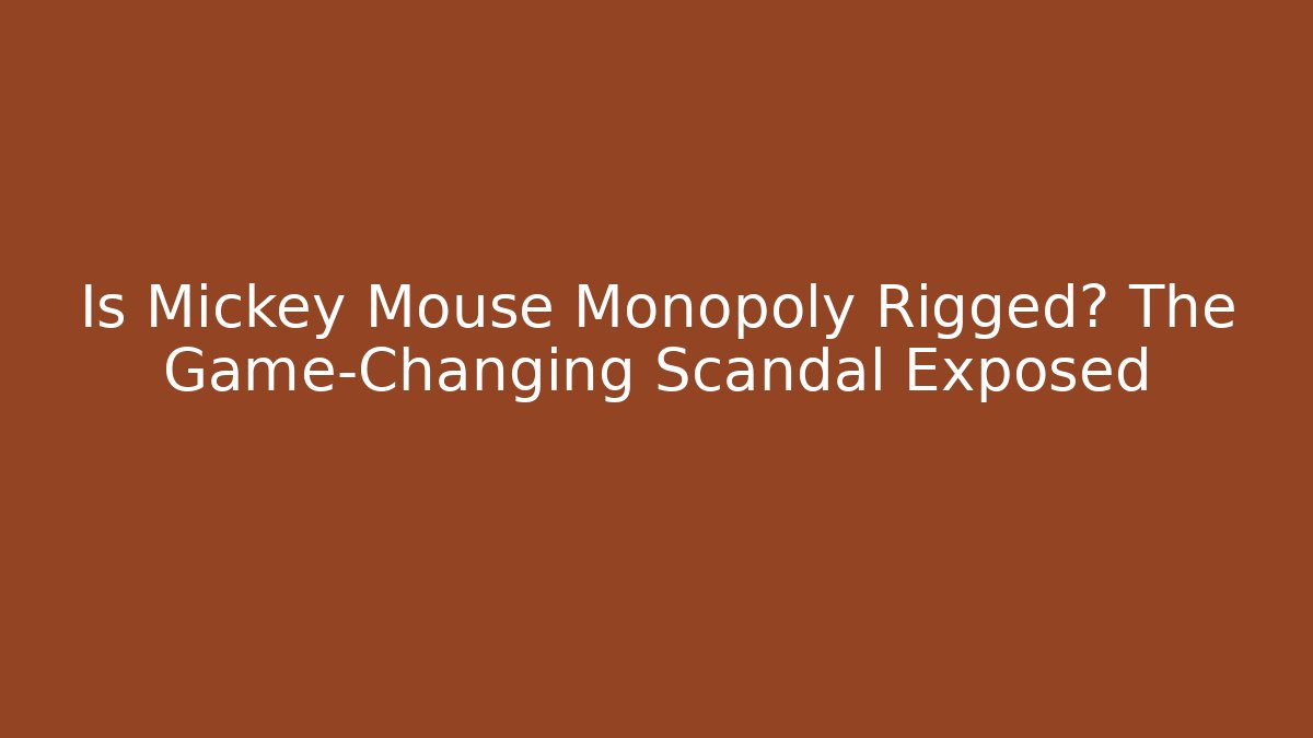 Is Mickey Mouse Monopoly Rigged? The Game-Changing Scandal Exposed