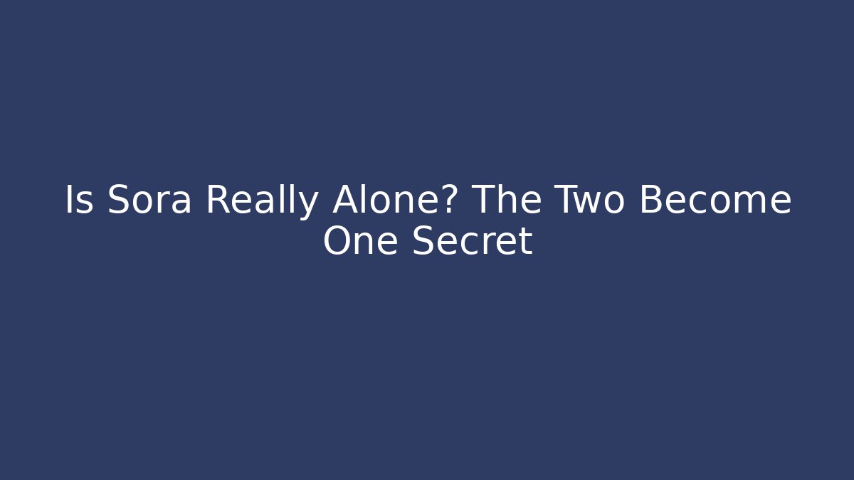 Is Sora Really Alone? The Two Become One Secret