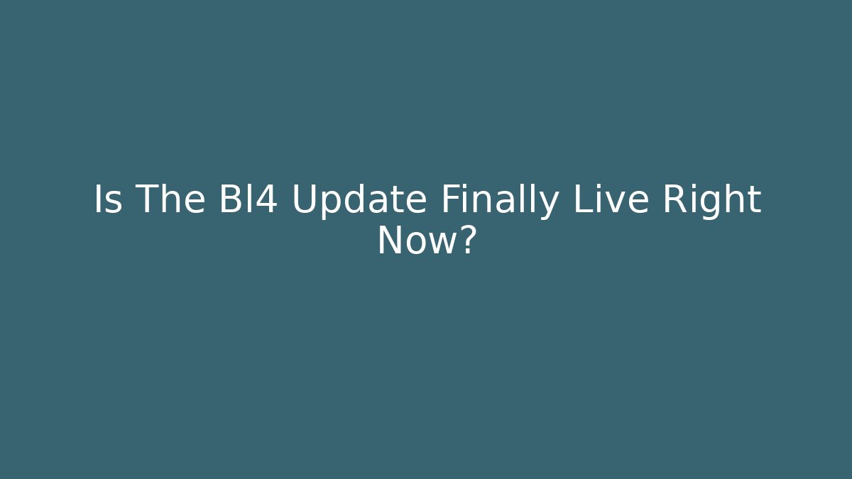 Is The Bl4 Update Finally Live Right Now?