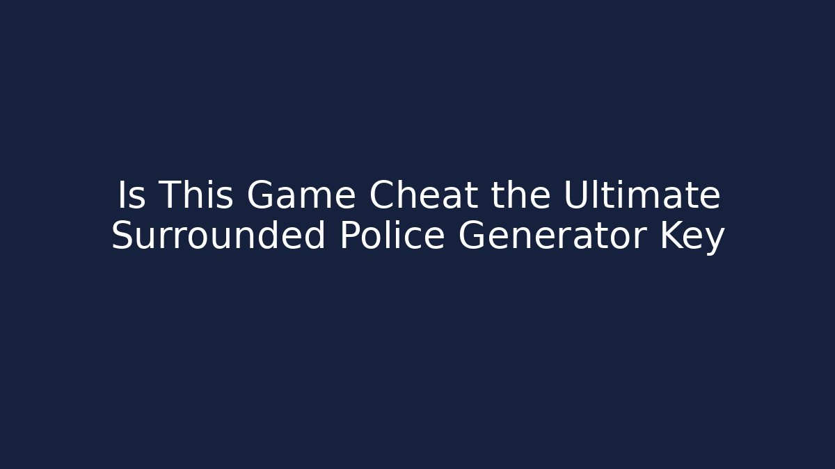 Is This Game Cheat the Ultimate Surrounded Police Generator Key