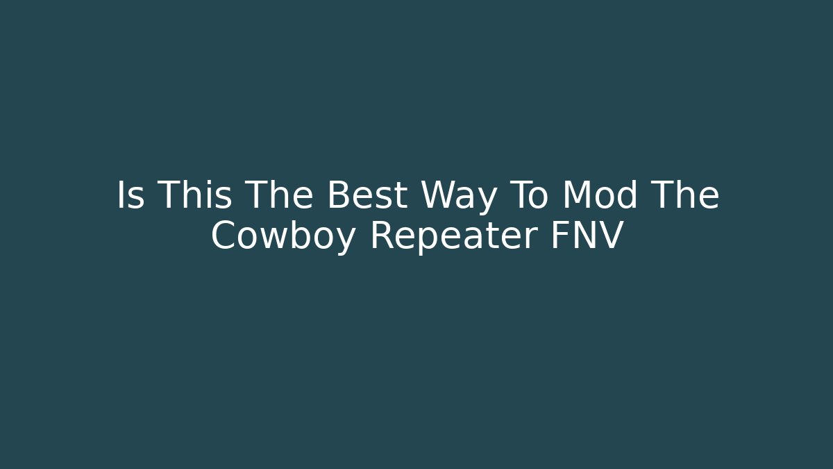 Is This The Best Way To Mod The Cowboy Repeater FNV