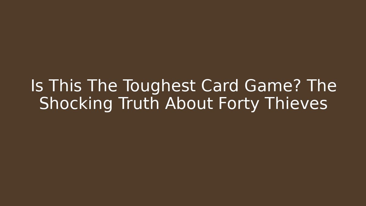 Is This The Toughest Card Game? The Shocking Truth About Forty Thieves