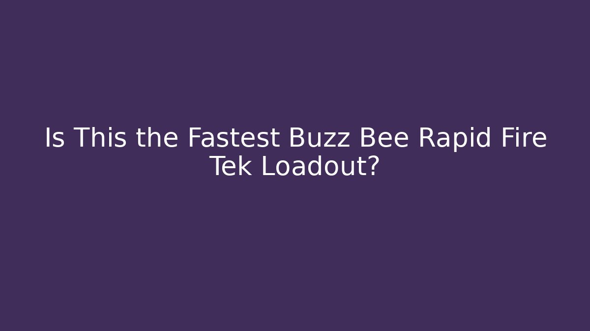 Is This the Fastest Buzz Bee Rapid Fire Tek Loadout?
