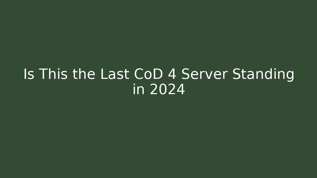 Is This the Last CoD 4 Server Standing in 2024