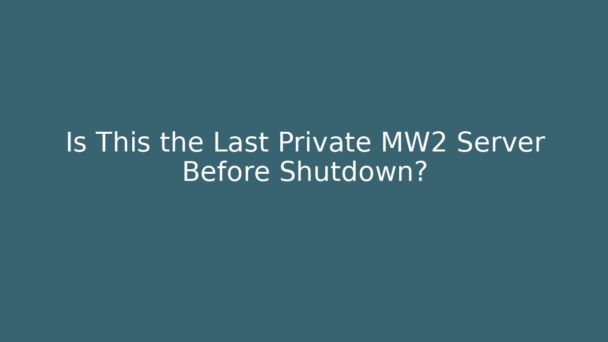 Is This the Last Private MW2 Server Before Shutdown?