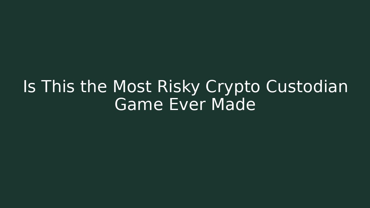 Is This the Most Risky Crypto Custodian Game Ever Made