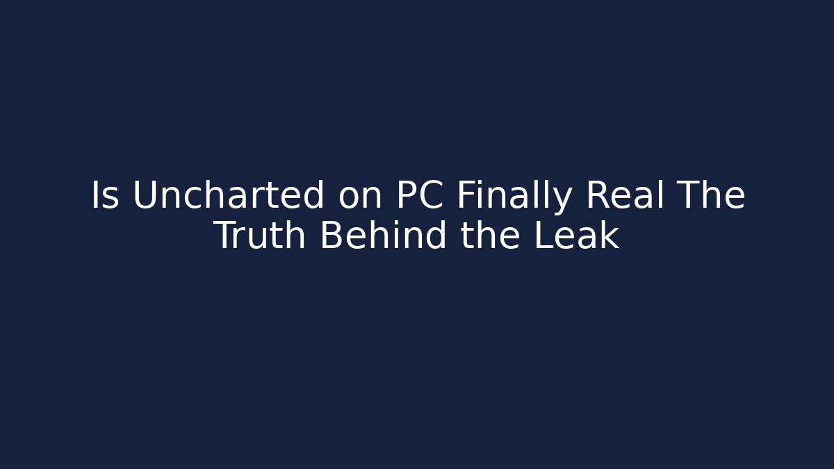 Is Uncharted on PC Finally Real The Truth Behind the Leak
